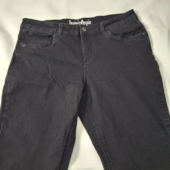 Jeaniologie Womens Bootcut Mid Rise Jeans Size 12 Black Wash Vintage - Picture 7 of 13